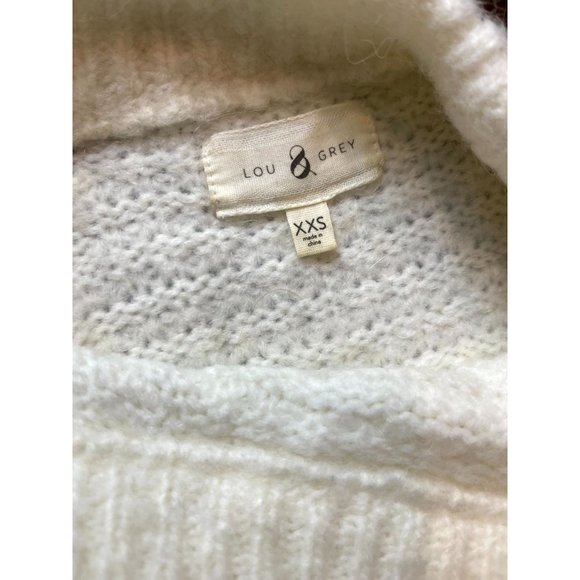 Lou & Grey Womens Texture Pullover Sweater Crew Neck Long Sleeve Cream Size XXS - Picture 5 of 6